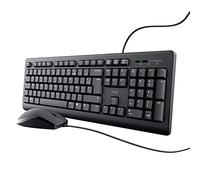 Trust Taro Pack Clavier et Souris Filaires - Clavier AZERTY Français, Résistant aux Éclaboussures, Silencieux, Câble USB de 1.8 m, Clavier PC, Portable, Ordinateur, Windows, Mac OS - Noir