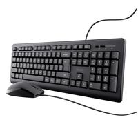 Trust Taro Pack Clavier et Souris Filaires - Clavier AZERTY Français, Résistant aux Éclaboussures, Silencieux, Câble USB de 1.8 m, Clavier PC, Portable, Ordinateur, Windows, Mac OS - Noir