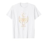 Trust The Journey Celestial Papillon & Moon Design T-Shirt Graphique avec Valeur, Homme, Blanc, S