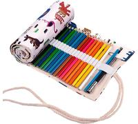 Trust-Trousse Enroulable Crayon, Pliable Rangement En Tissu Pour 72 Crayons De Couleur, Zoo
