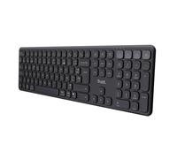 Trust Vaiya Clavier sans Fil Bluetooth + 2.4Ghz AZERTY Français Rechargeable, 55% Plastique Recyclé, Windows iOS macOS Android