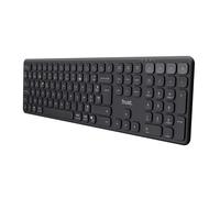 Trust Vaiya Clavier sans Fil Bluetooth + 2.4Gz AZERTY Français, Clavier Bluetooth Multi-appareils Rechargeable avec Pavé Numerique, 55% Plastique Recyclé, Windows iOS iPadOS macOS Android, Noir