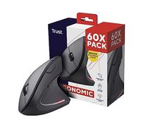 Trust Verto 60 Pack - 60x Souris Verticale sans Fil, Souris Ergonomique, 6 Boutons, Prévention Syndrome de la Souris et Epicondylite, pour Droitier, PC, Ordinateur, Portable, Mac, Piles Incluses