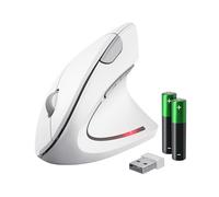 Trust Verto Souris Verticale sans Fil, Souris Ergonomique, Prévention Syndrome de la Souris et Epicondylite, 800-1600 DPI, 6 Boutons, pour Droitier, PC, Portable, Mac, Piles Incluses - Blanc