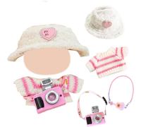 TRUST-Vêtements pour Mini poupées en Peluche, 17cm vêtements pour Mini Peluches avec Pull en Peluche, Chapeau en Peluche, Pendentif caméra Guitare, pour Peluche Monstre (sans poupée)