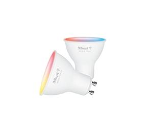 Trust WiFi GU10 Ampoule Connectée Compatible avec Alexa et Google Home, Ampoule LED Couleur Sans Hub, 2.4GHz Lampe LED WiFi Spotlight Blanc et Couleur - Lot de 2