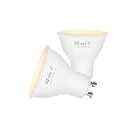 Trust WiFi GU10 Ampoule Connectée, Compatible avec Alexa et Google Home, Ampoules LED Dimmable, Sans Hub, 2.4GHz Lampe LED, WiFi Spotlight, Lumière Blanche Chaude à Froide - Lot de 2