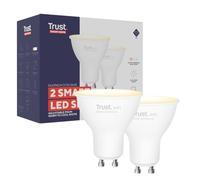 Trust WiFi GU10 Ampoule Connectée Compatible avec Alexa et Google Home, Ampoules LED GU10 Dimmable Sans Hub, 2.4GHz Lampe LED WiFi Spotlight, Lumière Blanche Chaude à Froide - Lot de 2