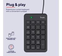 Trust Xalas Pavé Numérique sans Fil pour PC Portable et Ordinateur, Mini Clavier Compact 22 Touches, Récepteur USB 2,4 GHz, Clavier Numérique Numpad pour Bureau Analyse de Données, Argent