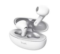 Trust Yavi Ecouteurs Bluetooth sans Fil avec 2 Microphones ENC, Blanc | Réduction Anti-Bruit, 23H de Lecture, 35% Plastiques Recyclés, Écouteur Bluetooth Oreillette in Ear Buds Android iPhone
