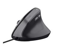 Trust Yuno Souris Ergonomique Filaire, Souris Verticale pour Droitier avec Cable USB de 1,5m, DPI Réglable (800-2400), Capteur Optique, 6 Boutons, 60% Plastique Recyclé, Macbook, Ordinateur, HP - Noir