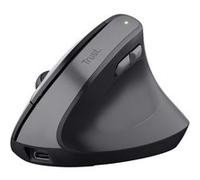 Trust Yuno Souris Ergonomique sans Fil, Souris Verticale Rechargeable, Récepteur USB 2,4GHz, DPI Réglable (800-2400), Capteur Optique, 6 Boutons, 70% Plastique Recyclé, Macbook, Ordinateur, HP - Noir