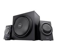 Trust Yuri Système d'Enceintes PC 2.1 avec Caisson de Basses en Bois (Puissance de Crête de 120 W, Commande de Volume Filaire avec Prise Casque et Connexion Line-in) Noir