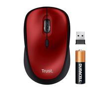 Trust Souris sans fil Yvi+ – silencieuse, durable, 800–1600 DPI, pour gauchers et droitiers – Rouge