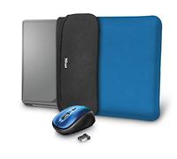 Trust Yvo Kit 2-en-1 : Housse réversible pour Ordinateur Portable et Souris sans Fil - Bleu