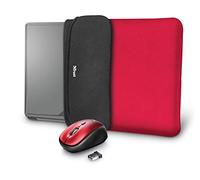 Trust Yvo Kit 2-en-1 : Housse réversible pour Ordinateur Portable et Souris sans Fil - Rouge