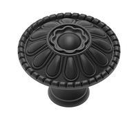 trust4care Boutons de placard de cuisine plats noirs - Poignées rondes de tiroir de commode pour meubles modernes, motif floral victorien bouton Flat Black