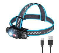 TrustFire H6R Lampe frontale - 1350 lumens, portée de 152 mètres, lampe torche LED rechargeable USB-C avec 8 modes, projecteur, lumière rouge pour la course, la pêche, le camping
