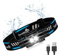 TrustFire Lampe frontale H5R - 600 lm - Luminosité maximale : 2 LED - Design de faisceau 150° - Batterie 18650 et micro USB rechargeable (avec bandeau) …