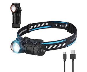TrustFire MT15 Lampe Frontale Rechargeable, 1000 Lumens LED, Portée de 150M, Lampe de Tête 5 Modes, Étanche IPX8, Multifonctionnelle pour Camping, Randonnée, Course à Pied et Urgences