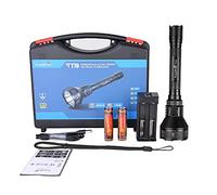 TrustFire T70 Lampe de poche 2300 lm avec HI et portée 1000 m - 2 batteries 18650 3400 mAh, 1 chargeur de batterie TR-016 (1 support magnétique GM03 et 1 interrupteur à distance en option