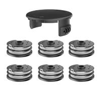 TRUSTLIONTEK Bobine de fil de rechange, compatible avec la batterie Parkside LIDL PRTA 20-Li C3 A1B2 PRT 550 A1 A3 PRT 300 A1, pièces de rechange pour coupe-bordures. (6 bobines de fil + 1 couvercle)