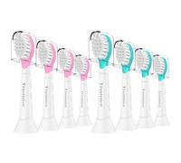 Trustnice Lot de 8 têtes de rechange pour brosse à dents Philips Sonicare, souples et compactes, pour enfants de 3 à 7 ans, mini, rose et bleu