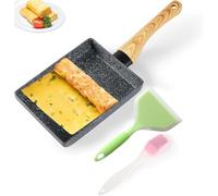 Trusttread poele omelette japonaise,tamagoyaki poêle rectangulaire,revêtement antiadhésif poêle à omelette avec spatule en silicone et pinceau à huile (Gris)