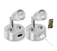 TrustWheel Lampe LED 12V pour Camping Car avec Port USB et Interrupteur Tactile, Spot de Lecture LED 12V Lumière Chaude 3000K, Lampe de Lecture 12 V Dimmable pour Caravane, Bateau et Yacht, Lot de 2