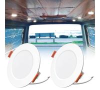 TrustWheel Lot de 2 Spot LED Encastrable 12V Camping Car Dimmable 12V Plafond 3W Blanc Froid 6000K IP44 Spot LED Salle de Bain pour Caravanes Bateau Van Cuisine, Trou Ø70mm