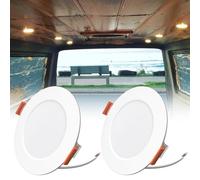 TrustWheel Lot de 2 Spot LED Encastrable 12V Camping Car Dimmable 3W Blanc Chaud 3000K 12V Plafond 300lm IP44 Spot LED Salle de Bain pour Caravanes Bateau Van Cuisine, Trou Ø70mm