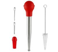 Truthahn Baster Spritze - Truthahnbesen aus Edelstahl | Küchenwerkzeug zum Backen für zu Hause, Fleischinjektor-Set mit 2 Marinadennadeln und 1 Reinigungsbürste