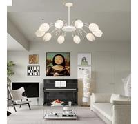 Trutipon LED lampe à suspension table à manger lampe Globe en blanc acrylique ferronnerie Lampe suspendue Lustre Plafonnier cuisine salon lampe(White,6heads)