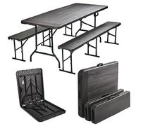TrutzHolm® Bierzeltgarnitur 3 Pièces Pliable Aspect Bois 180cm