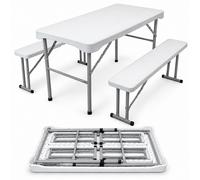TRUTZHOLM Bierzeltgarnitur Festzeltgarnitur 3 Pièces Pliable Blanc Bois