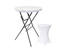 TRUTZHOLM Stehtisch Bistrot Rond Ø 80 cm Blanc Pliable avec Housse