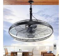 TRUYOK Ventilateur de plafond d'extérieur avec éclairage et télécommande IP65 étanche IP65 - Lampe de plafond silencieuse à intensité variable avec ventilateur 6 vitesses - Pour chambre à coucher