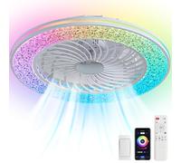 TRUYOK Ventilateurs de Plafond Silencieux avec Lampe LED Plafonniers Dimmable RGB Fan Plafonnier avec Télécommande et Contrôle APP Éclairage de plafond pour Chambre Enfant Salon