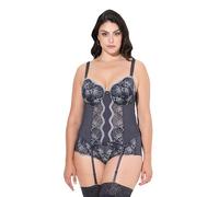 TruYou Femme Grandes Tailles Guêpière à Armatures et Coques Souples, Broderies Anthracite 95D 834419117-95D