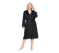 TruYou Femme Grandes Tailles Robe de Chambre, Dentelle, Ceinture à Nouer et Manches Longues Noir 62+ 834837100-62+