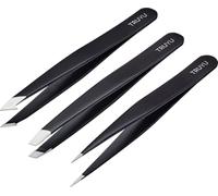 TRUYU Set de pinces à épiler 3 pièces - Pince biseautée, pointue et combinée pour une mise en forme précise des sourcils, poils incarnés et soins quotidiens