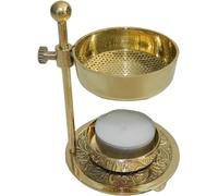 TRV Brûleur d'encens réglable en laiton sans charbon de bois 14 cm Idéal pour le yoga, le spa et l'aromathérapie