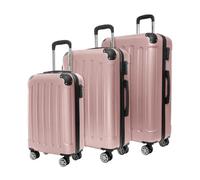 TRVLMORE Set Valise Rigide - Lot Valise - 3 Set de Valise de Voyage - Set Valises Rigides 4 roulettes - Luggage - Set 3 Valises - Ensemble Valise - Suitcase Set - Rose