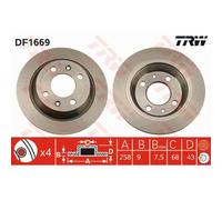 TRW 2X Disque De Frein Arrière 258 Complet Pour Saab 900 I Cabriolet AC4 AM4