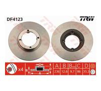 TRW 2x Disque de Frein Avant 236 Plein pour Chevrolet Matiz M200 M250 Étincelle