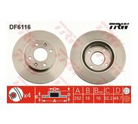 TRW 2X Disque De Frein Avant 252 Ventilé Pour Hyundai I10 BA IA I10 DF6116
