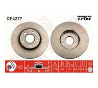 TRW 2X Disque De Frein Avant 278 Ventilé Pour Ford Transit Connect P65