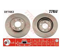 TRW 2X Disque De Frein Avant 280 Ventilé Pour Saab 900 I Cabriolet AC4 AM4