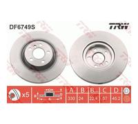 Disque de frein TRW DF6749S avant, ventilé, 1 pièce
