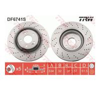 TRW 2x Disque de Frein Avant Ø334 MM Perforé / Intérieur pour Mercedes-Benz